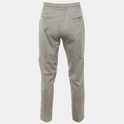 Pre Owned بنطلون صوف رمادي إيسايا نابولي برباط مقاس كبير