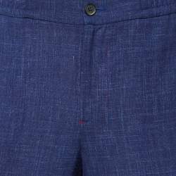 مملوكة مسبقًا ISAIA Blue Wool & Linen Blend Regular Fit Pants M