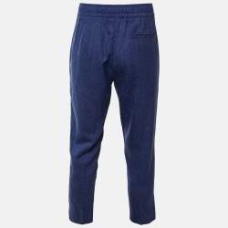مملوكة مسبقًا ISAIA Blue Wool & Linen Blend Regular Fit Pants M