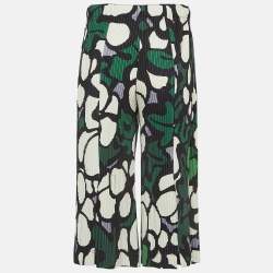 Issey Miyake Homme Plisse Green Printed Stretch Crepe Pleated Trousers M