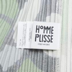 Issey Miyake Homme Plisse Green Printed Stretch Crepe Pleated Trousers M