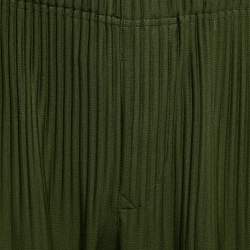 Issey Miyake Homme Plisse Olive Green Knit Pleated Trousers S
