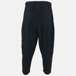 Issey Miyake Homme Plisse Navy Blue Knit Pleated Trousers S