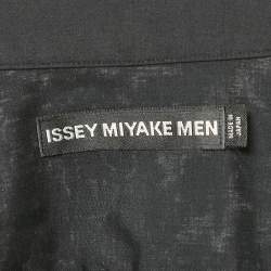 Issey Miyake Men Black Crepe Pintucks Detail Shirt S