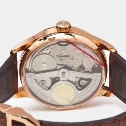 IWC Schaffhausen Silver 18K Rose Gold Alligator Leather Portuguese IW5001-01 Men's Wristwatch 42.30 mm
