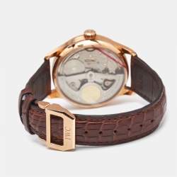 IWC Schaffhausen Silver 18K Rose Gold Alligator Leather Portuguese IW5001-01 Men's Wristwatch 42.30 mm