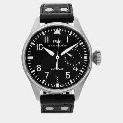 IWC Black Stainless Steel Big Pilot's IW5004-01 Automatic Men's Wristwatch 46 mm