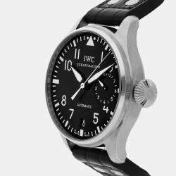 IWC Black Stainless Steel Big Pilot's IW5004-01 Automatic Men's Wristwatch 46 mm