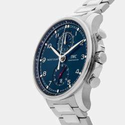 IWC Blue Stainless Steel Portugieser IW3907-01 Automatic Men's Wristwatch 44 mm