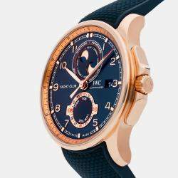 IWC Blue 18k Rose Gold Portuguese Yacht Club IW3440-01 Automatic Men's Wristwatch 44 mm