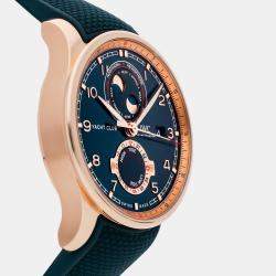 IWC Blue 18k Rose Gold Portuguese Yacht Club IW3440-01 Automatic Men's Wristwatch 44 mm