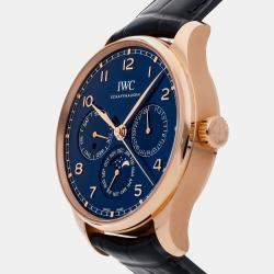 IWC Blue 18k Rose Gold Portugieser IW3442-05 Automatic Men's Wristwatch 42 mm