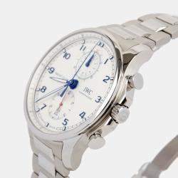 IWC White Stainless Steel Portugieser IW390702 Automatic Men's Wristwatch 44 mm