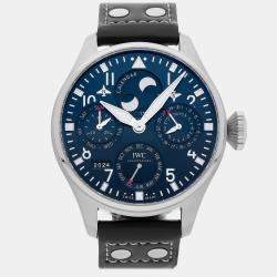 IWC Blue Stainless Steel Big Pilot's IW5036-05 Automatic Men's Wristwatch 46 mm