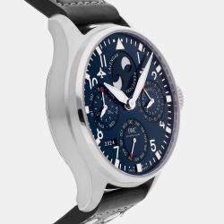 IWC Blue Stainless Steel Big Pilot's IW5036-05 Automatic Men's Wristwatch 46 mm