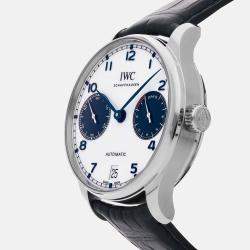 IWC White Stainless Steel Portugieser Automatic Men's Wristwatch 42 mm