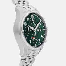 IWC Green Stainless Steel Pilot's IW3881-04 Automatic Men's Wristwatch 41 mm