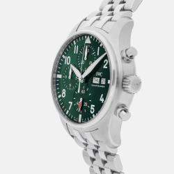 IWC Green Stainless Steel Pilot's IW3881-04 Automatic Men's Wristwatch 41 mm