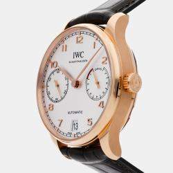 IWC Silver 18k Rose Gold Portugieser IW5007-01 Automatic Men's Wristwatch 42 mm