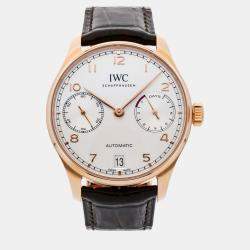 IWC Silver 18k Rose Gold Portugieser IW5007-01 Automatic Men's Wristwatch 42 mm