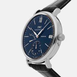 IWC Blue Stainless Steel Portofino IW5101-06 Manual Winding Men's Wristwatch 45 mm