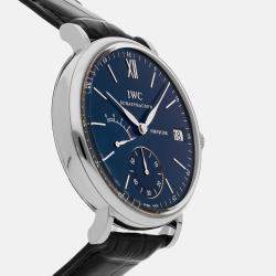 IWC Blue Stainless Steel Portofino IW5101-06 Manual Winding Men's Wristwatch 45 mm