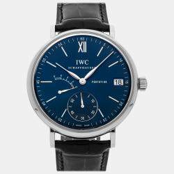 IWC Blue Stainless Steel Portofino IW5101-06 Manual Winding Men's Wristwatch 45 mm