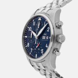 IWC Blue Stainless Steel Pilot's IW3881-02 Automatic Men's Wristwatch 41 mm