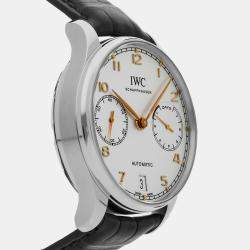 IWC Silver Stainless Steel Portugieser IW5007-04 Automatic Men's Wristwatch 42 mm