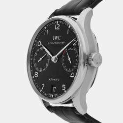 IWC Black Stainless Steel Portuguese IW5001-09 Automatic Men's Wristwatch 42 mm