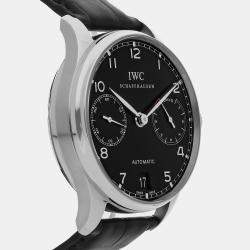 IWC Black Stainless Steel Portuguese IW5001-09 Automatic Men's Wristwatch 42 mm