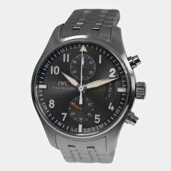 IWC Black Stainless Steel Spitfire Pilot IW387804 Automatic Men's Wristwatch 43 mm