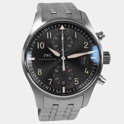 IWC Black Stainless Steel Spitfire Pilot IW387804 Automatic Men's Wristwatch 43 mm