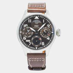 IWC Brown Stainless Steel Big Pilot's IW503801 Automatic Men's Wristwatch 46mm