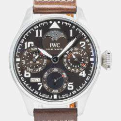IWC Brown Stainless Steel Big Pilot's IW503801 Automatic Men's Wristwatch 46mm