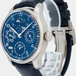 IWC Blue 18K White Gold Portugieser Perpetual Calendar IW503401 Automatic Men's Wristwatch 44mm