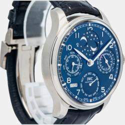 IWC Blue 18K White Gold Portugieser Perpetual Calendar IW503401 Automatic Men's Wristwatch 44mm