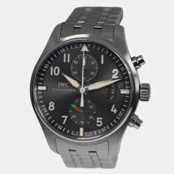 Pre Owned IWC Spitfire Pilot Chronograph IW387804 Automatic Black Stainless Steel Men's Wristwatch 43 mm