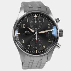Pre Owned IWC Spitfire Pilot Chronograph IW387804 Automatic Black Stainless Steel Men's Wristwatch 43 mm