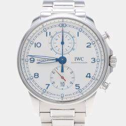مملوكة مسبقًا IWC Portuguese Yacht Club Chronograph IW390702 Automatic White Stainless Steel Men's Wristwatch 44mm