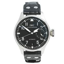 IWC Black Stainless Steel Alligator Leather Big Pilot IW500901 Men's Wristwatch 46.20 mm