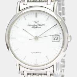 IWC White Stainless Steel Portofino IW351318 Automatic Men's Wristwatch 34 mm