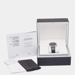 Pre Owned IWC Schaffhausen Black Stainless Steel Alligator Leather Portugieser IW371447 Men's Wristwatch 40.90 mm