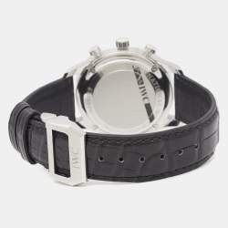 Pre Owned IWC Schaffhausen Black Stainless Steel Alligator Leather Portugieser IW371447 Men's Wristwatch 40.90 mm