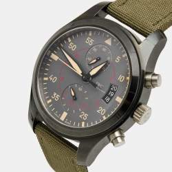 IWC Grey Ceramic Titanium Canvas Pilot Top Gun Miramar IW388002 Men's Wristwatch 46 mm 