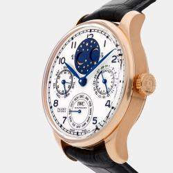 IWC White 18k Rose Gold Portugieser IW5034-05 Automatic Men's Wristwatch 44 mm