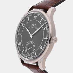 IWC Grey 18k White Gold Portuguese IW5445-04 Manual Winding Men's Wristwatch 44 mm