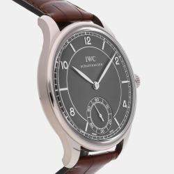 IWC Grey 18k White Gold Portuguese IW5445-04 Manual Winding Men's Wristwatch 44 mm