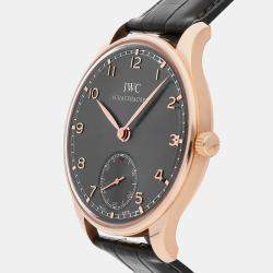 IWC Grey 18k Rose Gold Portuguese IW5454-06 Manual Winding Men's Wristwatch 44 mm