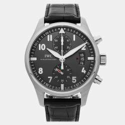 IWC Grey Stainless Steel Pilot's IW3878-02 Automatic Men's Wristwatch 43 mm